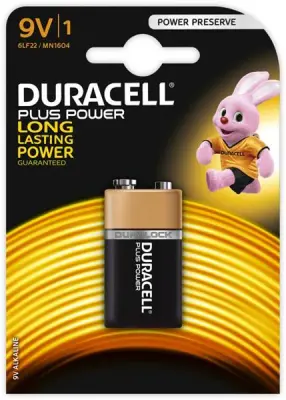 Duracell 9V Plus Power Alkaline Battery 1 pc