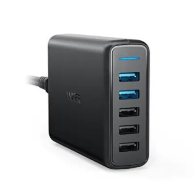 Punjač ANKER POWERPORT 5 WITH DUAL QUICK CHARGE 3.0: CRNA-PUNJAČ