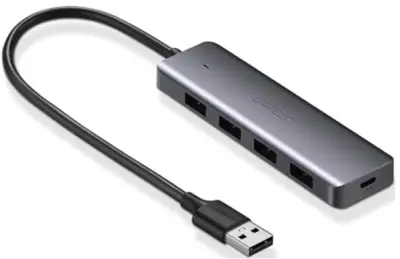 Ugreen USB hub, USB 3.0, 4-portni, srebrni - kutija