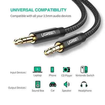 Ugreen 3,5 mm audio kabel, 2 m, crni - polietilenska vrećica