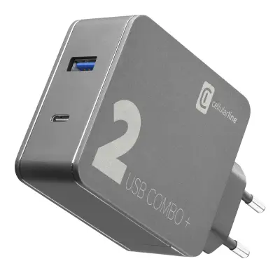 CELLULARLINE KUĆNI PUNJAČ MULTIPOWER COMBO USB/USB-C I KABEL C-C 48W