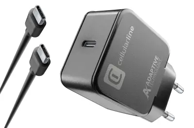 CELLULARLINE KUĆNI PUNJAČ USB-C I KABEL C-C 15W BLACK