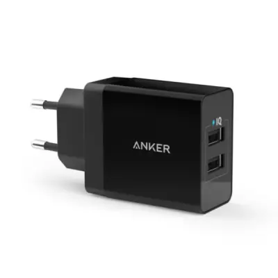 Punjač ANKER 24W WALL CHARGER 2-PORT: CRNA-PUNJAČ