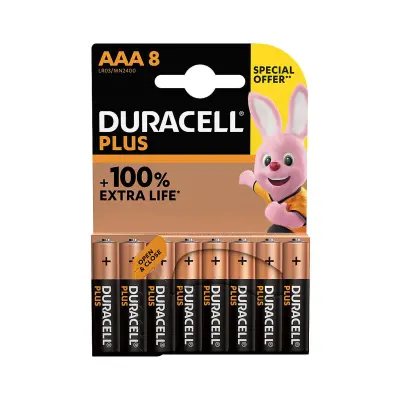 Duracell AAA Plus alkalna baterija +100% produžen vijek trajanja 8/1