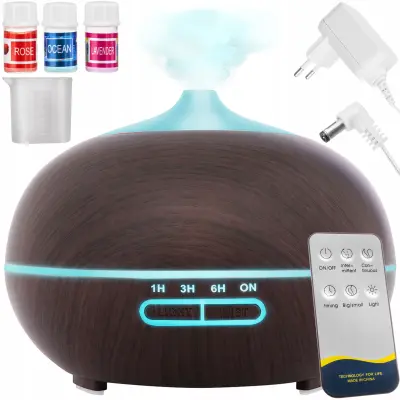 LED RGB difuzor za ovlaživač zraka 400ml + daljinski upravljač i tamna eterična ulja