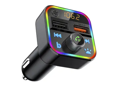 LED RGB auto FM transmiter MP3 bluetooth 5.0 2x USB 3.0 12-24V