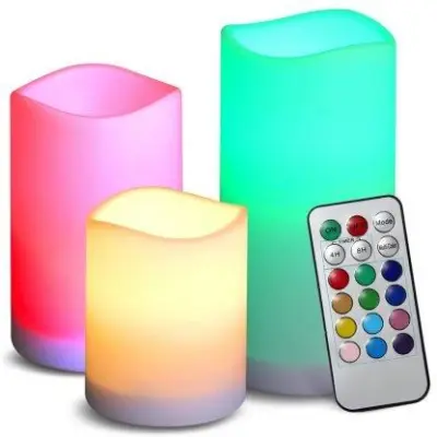 Set od 3 velike RGB LED svijeće + daljinski upravljač