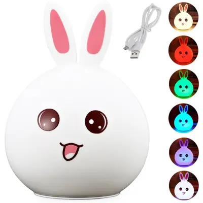 LED RGB punjiva meka dječja svjetiljka na dodir 1200mAh USB zec