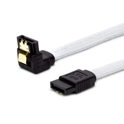 SATA III kutni kabel, 50 cm, pleteni, bijeli