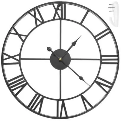 Kovinska retro zidna sat – crna 47cm
