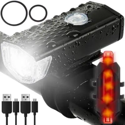 Set USB punjiva lampa za bicikl + stražnje svjetlo