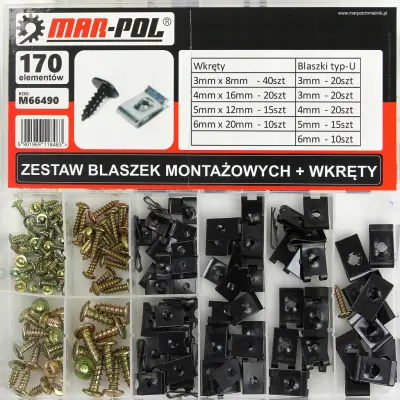 Set montažnih U stega + vijci 170 kom