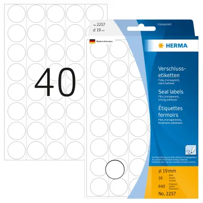 Kružne prozirne naljepnice 19 mm 640/1 Herma 2257