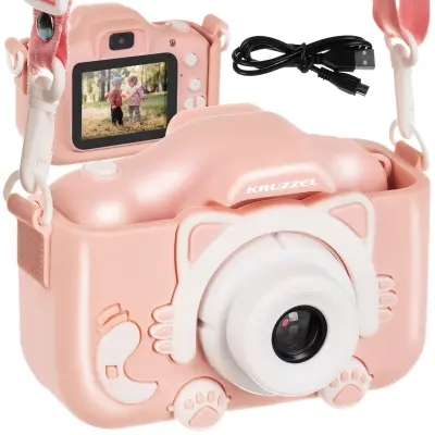3MP dječja kamera LCD SD FULL HD roza + torbica i remen