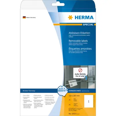 LABELS 210 x 297 mm 10021 SUPERPRINT ODJEMIV 25/1