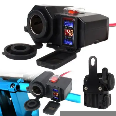 Auto utičnica 12-24V za motore 2x USB 2,1A i mjerač napona