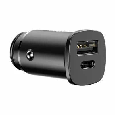 Pametni punjač za automobil s 2 USB i USB-C QC PD priključka, crni