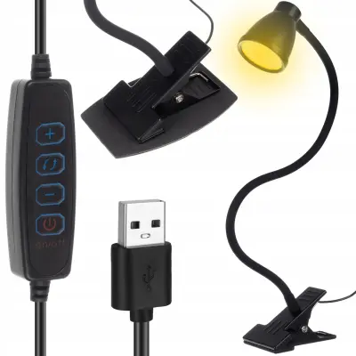 USB 24 LED pomična stolna lampa 3 načina osvjetljenja dim. crno