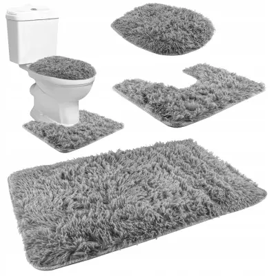 Set od tri univerzalna kupaonska tepiha sive boje