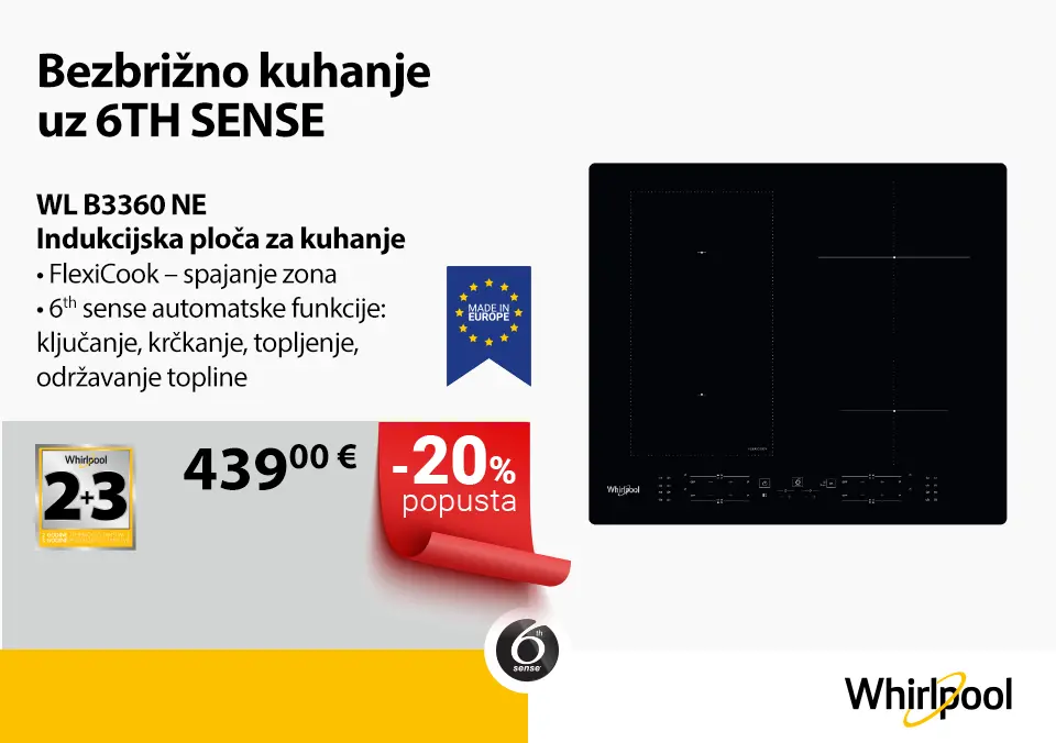 Whirlpool ploče za kuhanje - bezbrižno kuhanje uz 6th sense