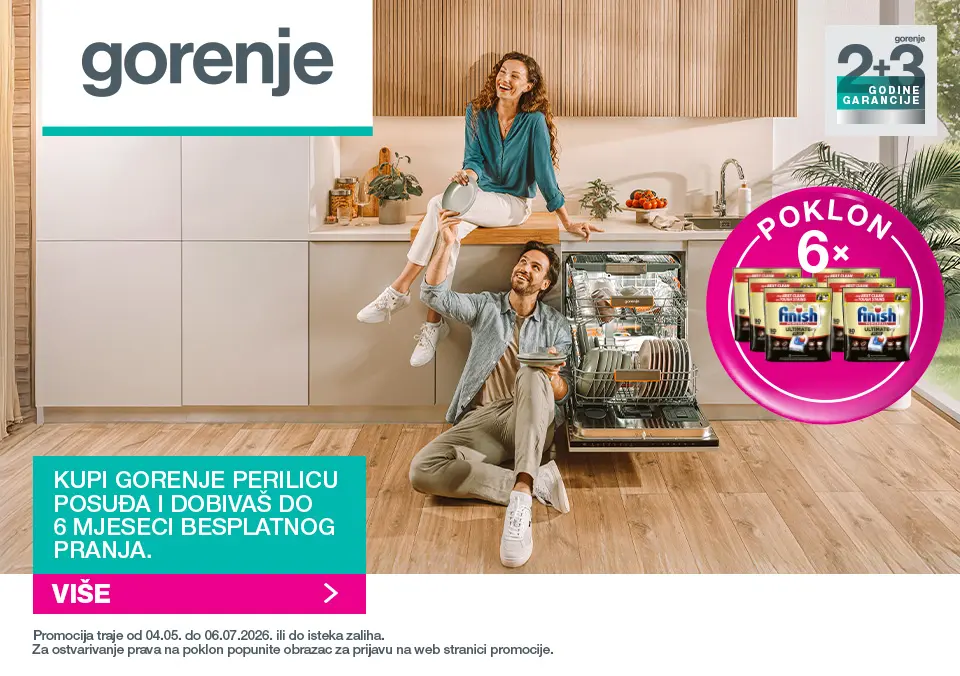 Kupi Gorenje perilicu posuđa i dobivaš do 6 mjeseci besplatnog pranja.