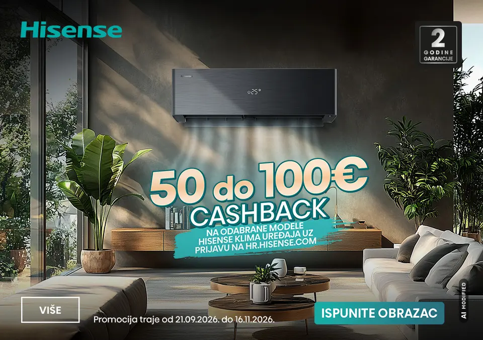 Ostvari do 100 € cashbacka na Hisense klima uređaje!