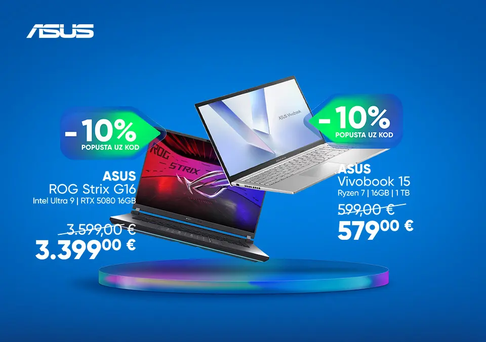 ASUS laptopi uz dodatnih 10 % popusta!