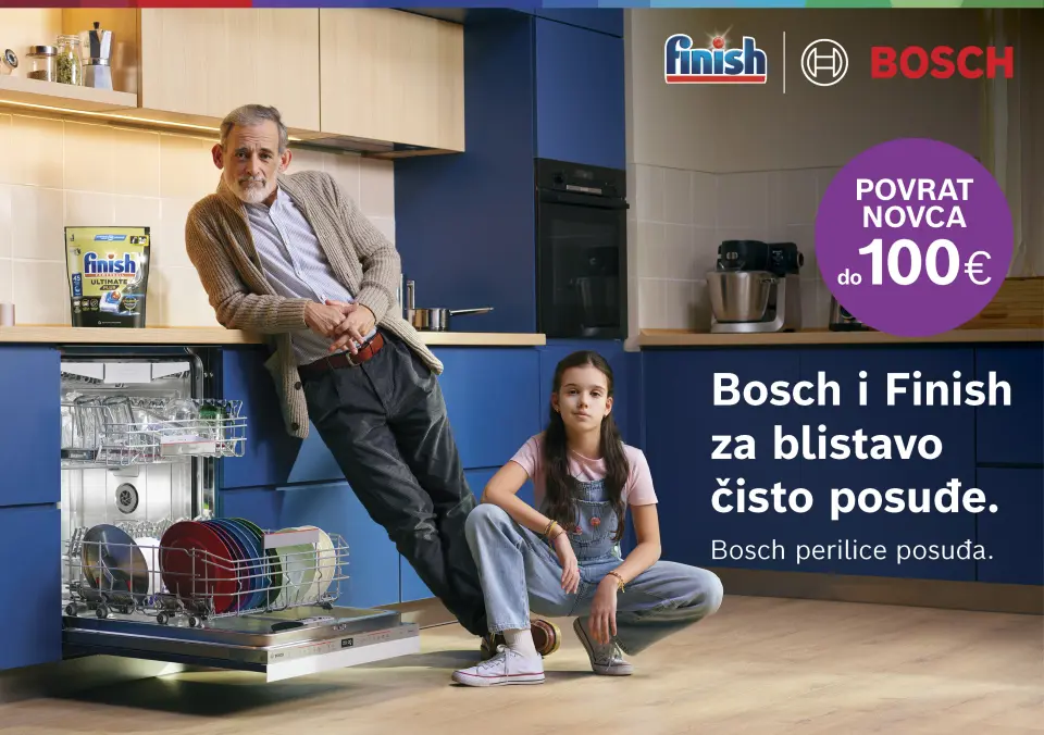 Bosch i Finish za blistavo čisto posuđe.
